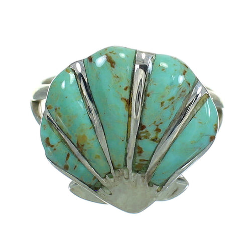 Turquoise Inlay Sterling Silver Seashell Ring Size 5-1/2 AX86411